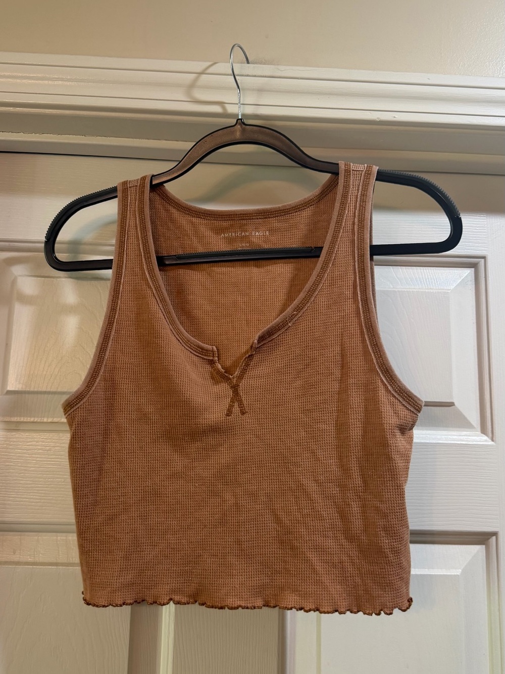 American Eagle Rust Waffle-Knit Cropped Tank Size Large #fall #layers #vibes